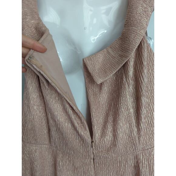 Oleg Cassini Womens Off The Shoulder Metallic Hi-Lo Dress Rosego Size 12 NWT - Picture 11 of 14